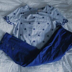Gymboree Bon Voyage Blue Eyelet 3-Piece Outfit 8